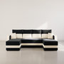Voir la diapositive 6 : BEST MOBILIER Harvey - canapé panoramique en u 7 places convertible avec coffre en tissu bicolore