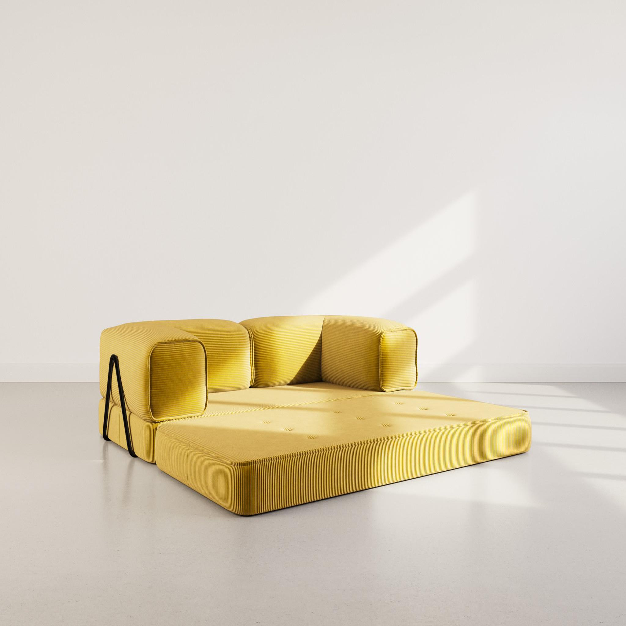 Voir la diapositive 2 : BEST MOBILIER Poppy - canapé 3 places convertible en velours côtelé