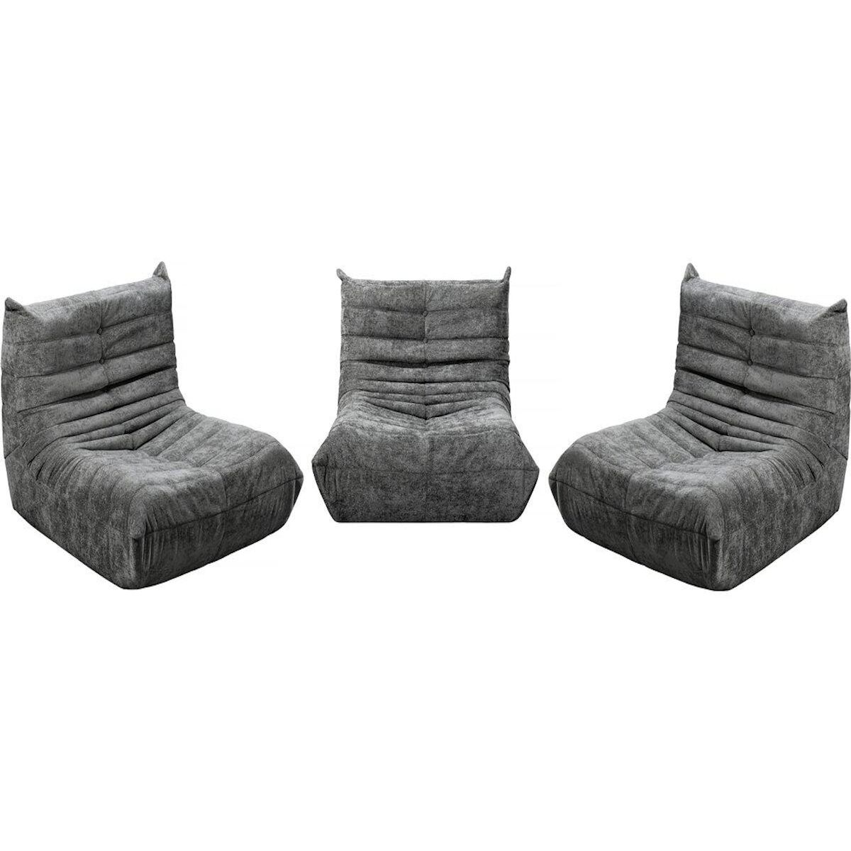 Habitat et Jardin Lot de 3 chauffeuses pour canapé modulables en tissu texturé  Velasca  - Gris