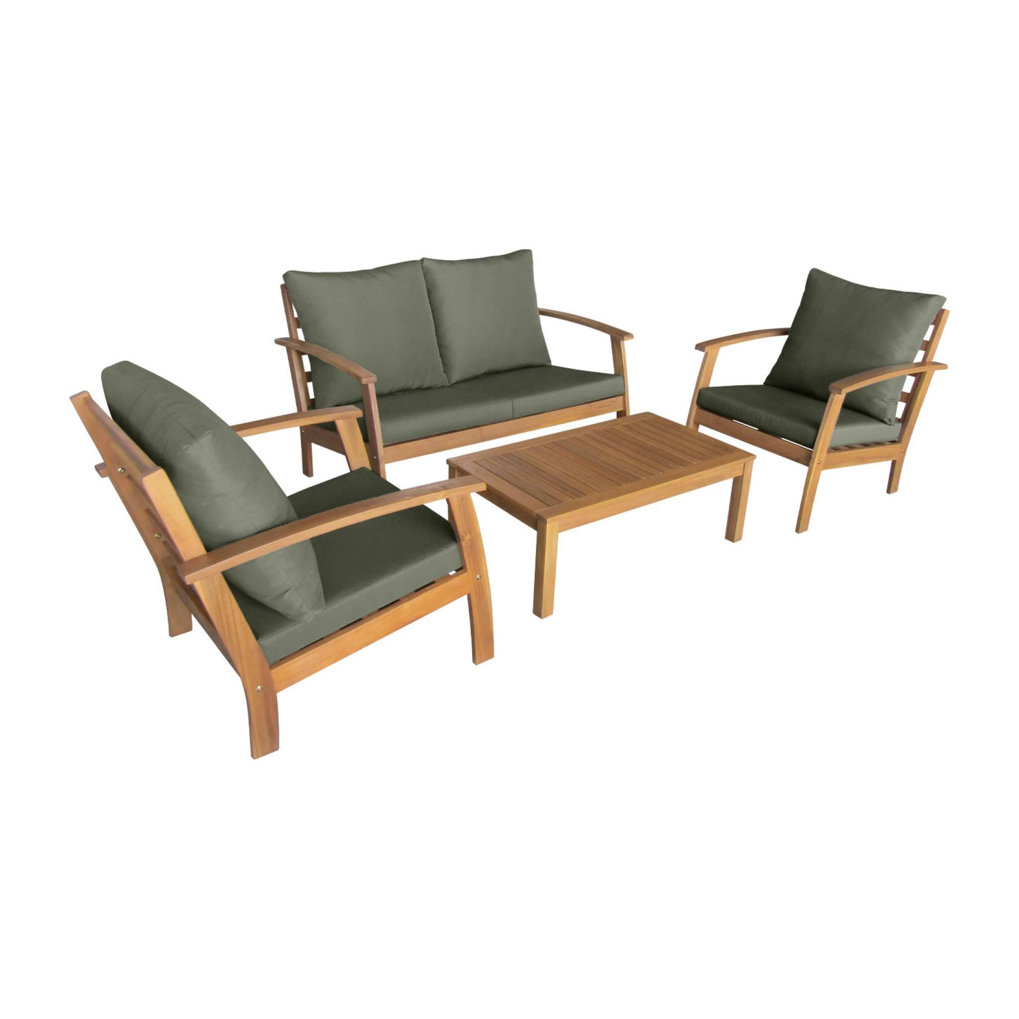 Voir la diapositive 1 : SWEEEK Salon de jardin en bois 4 places - Ushuaïa - Canapé, fauteuils et table basse en acacia, design