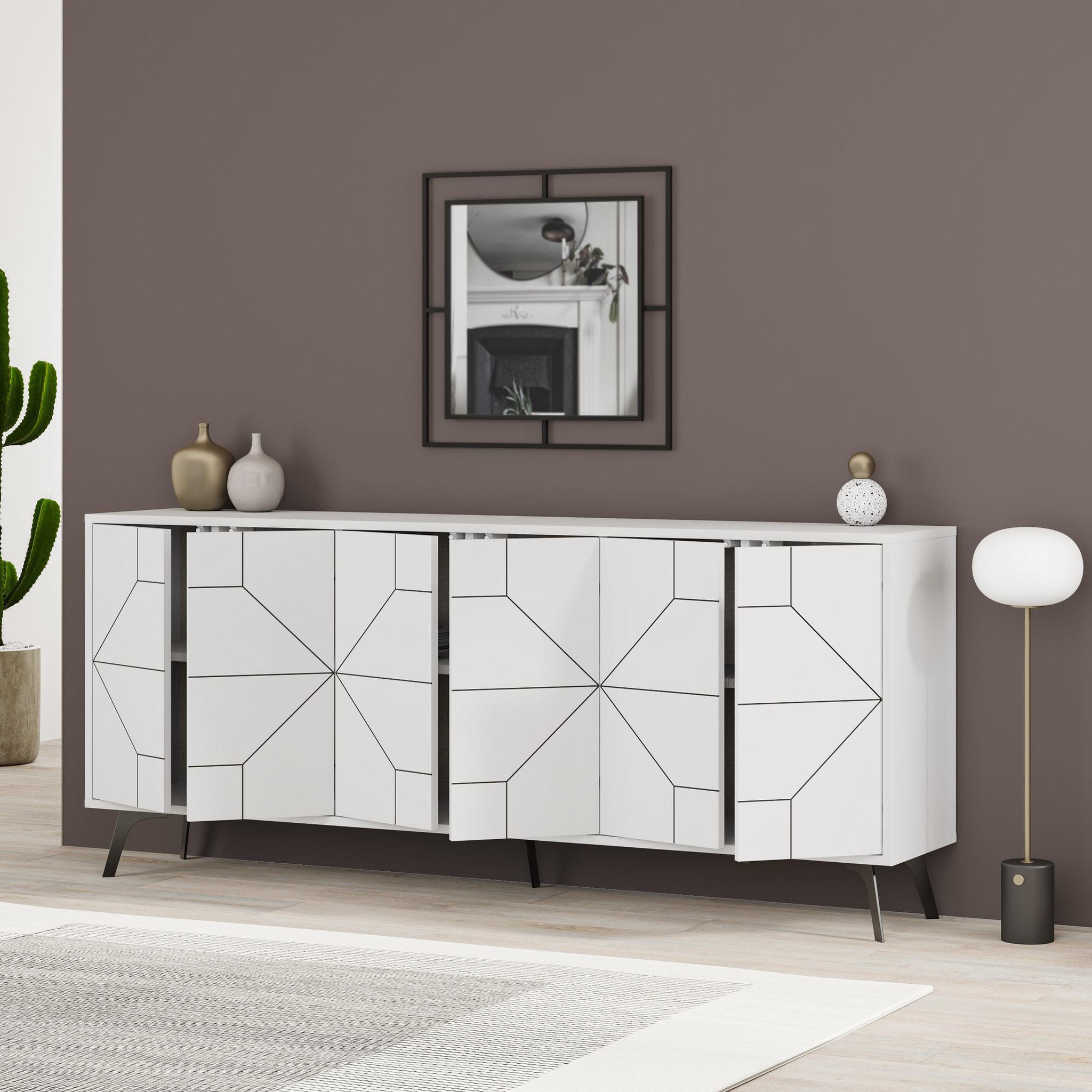 Voir la diapositive 4 : Habitat et Jardin Buffet en bois  dune  - 184 x 35 x 77 cm - blanc
