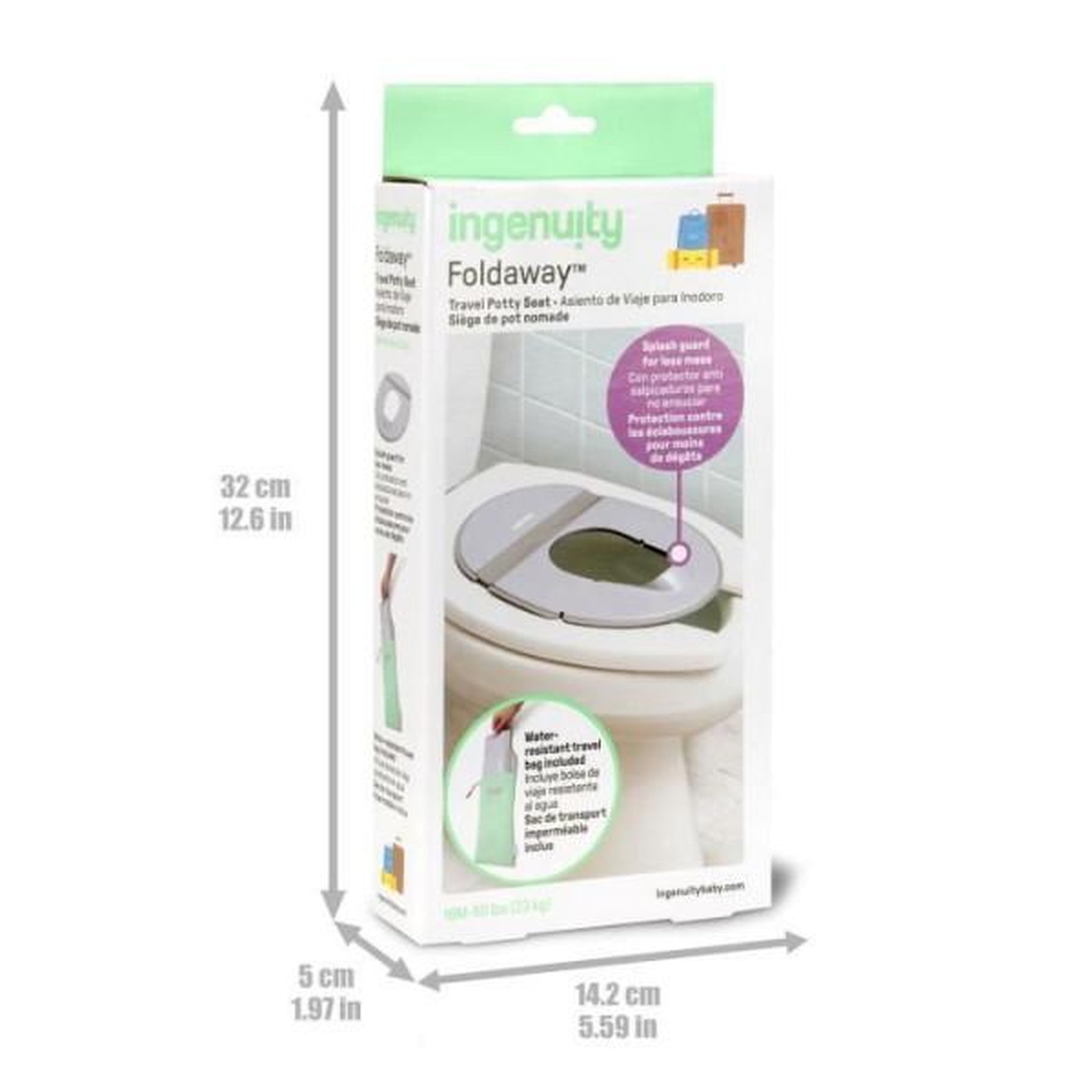 Voir la diapositive 4 : MARKET24 INGENUITY Réducteur de toilette universel nomade enfant, bébé, en voyage ou déplacement. Sac de rangement inclus, pliable