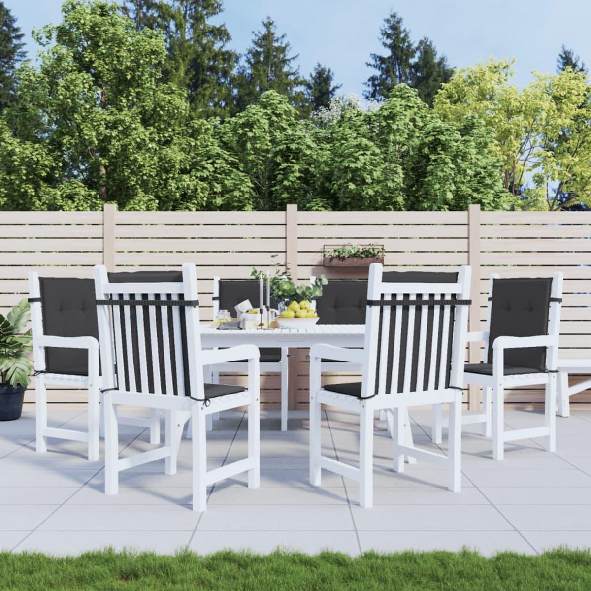 VIDAXL Coussins de chaise de jardin a dossier bas lot de 6 noir
