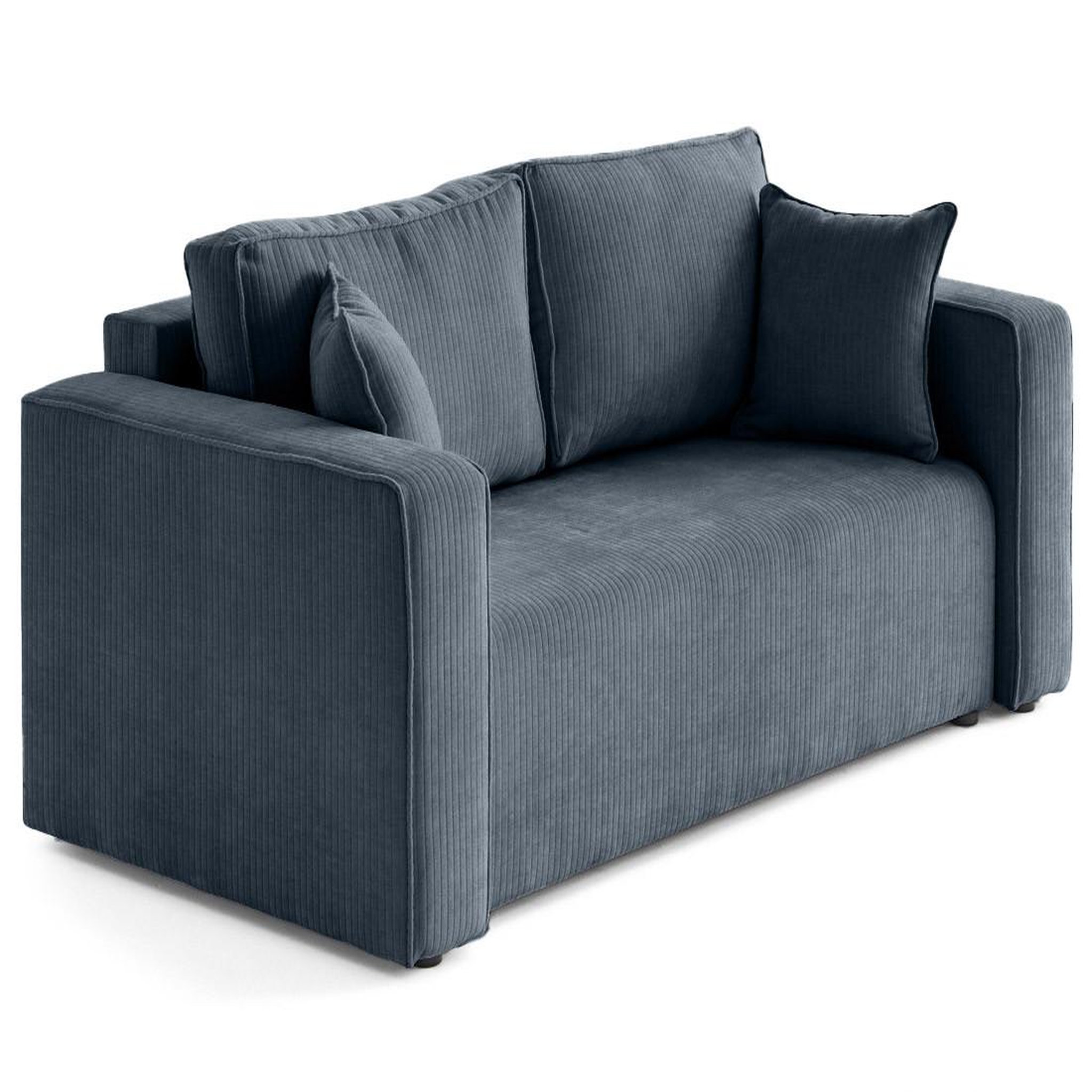 Voir la diapositive 3 : BEST MOBILIER Topaze - canapé droit 2 places en velours côtelé plat