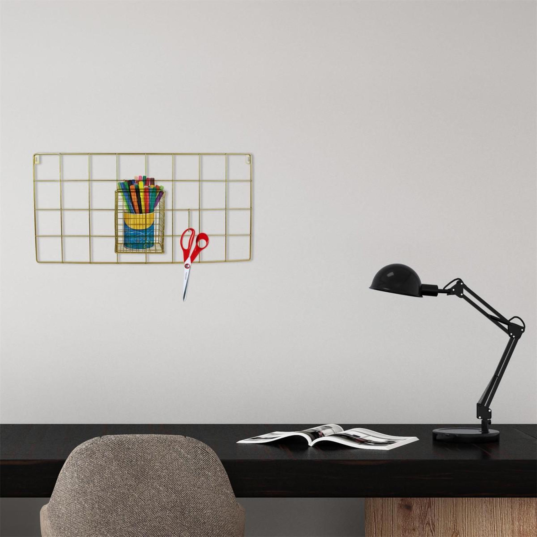 Voir la diapositive 5 : The Home Deco Factory Support Mural 5 Crochets Design  Filaire  60cm Or