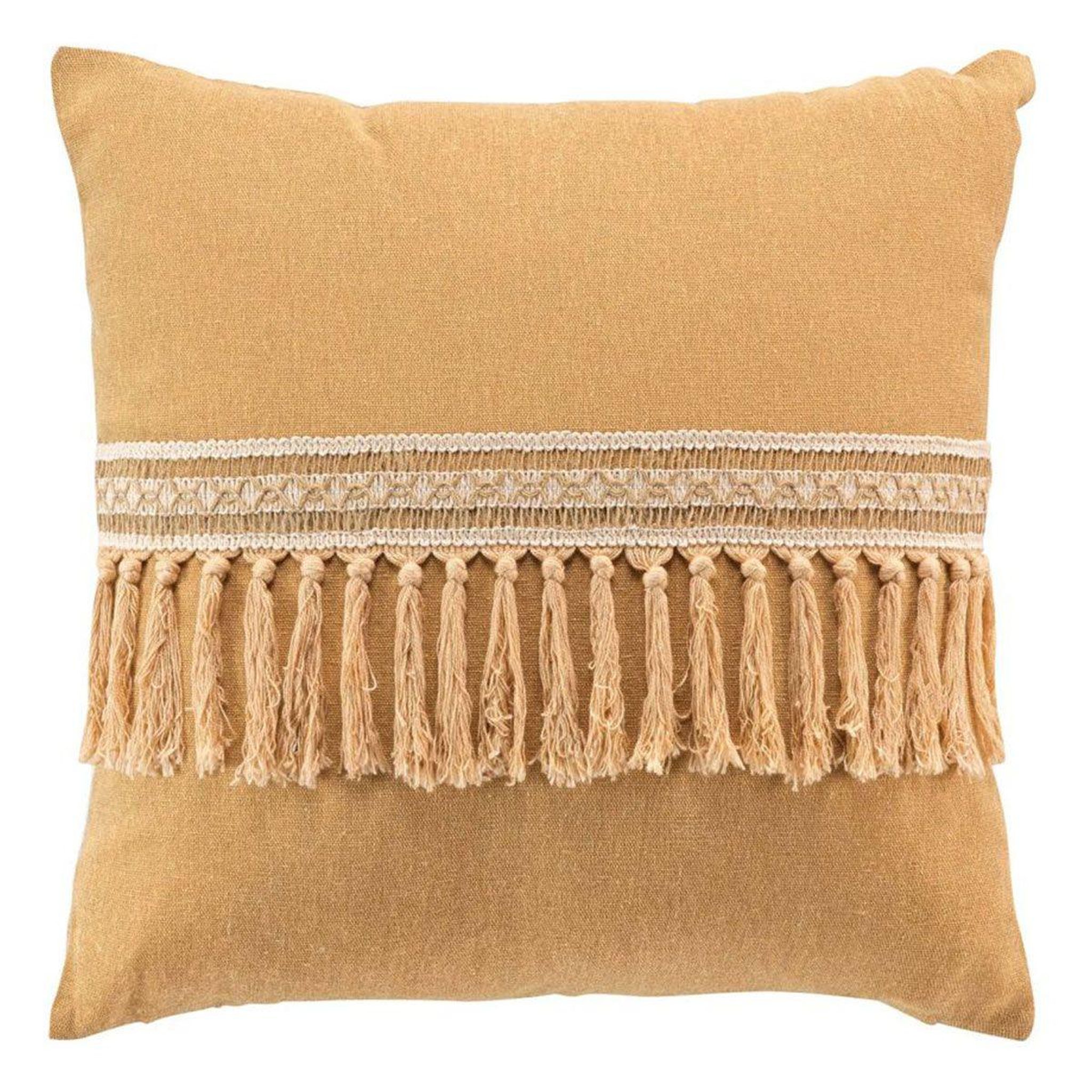 Douceur d'Intérieur Coussin déco franges  janara  45x45cm ocre