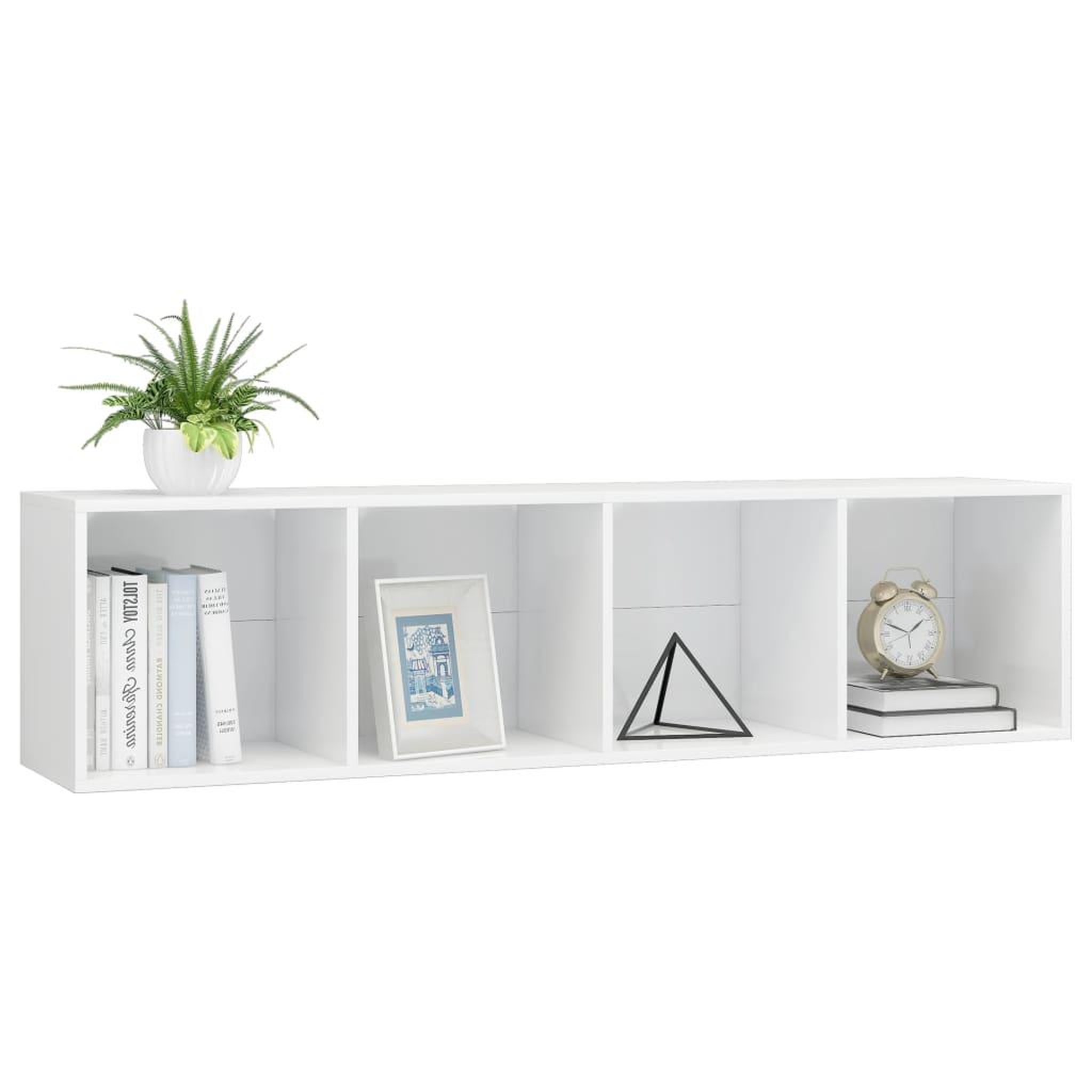 Voir la diapositive 5 : VIDAXL Bibliotheque/Meuble TV Blanc brillant 143x30x36 cm
