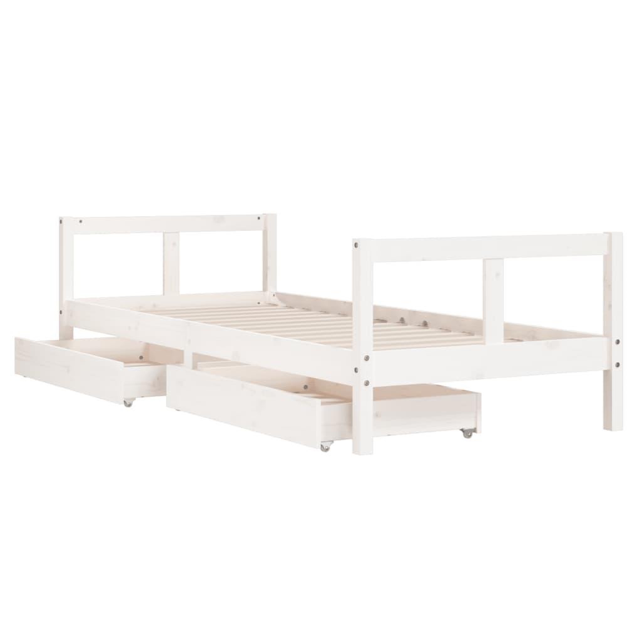 Voir la diapositive 4 : VIDAXL Cadre de lit enfant tiroirs blanc 80x200 cm bois de pin massif