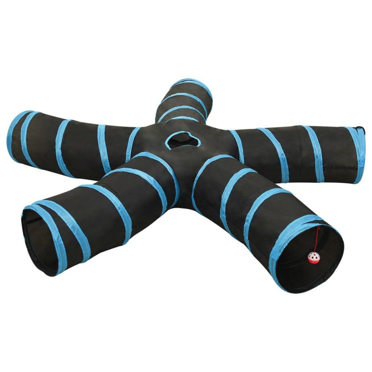 VIDAXL Tunnel pour chats a 5 voies Noir et bleu 25 cm Polyester