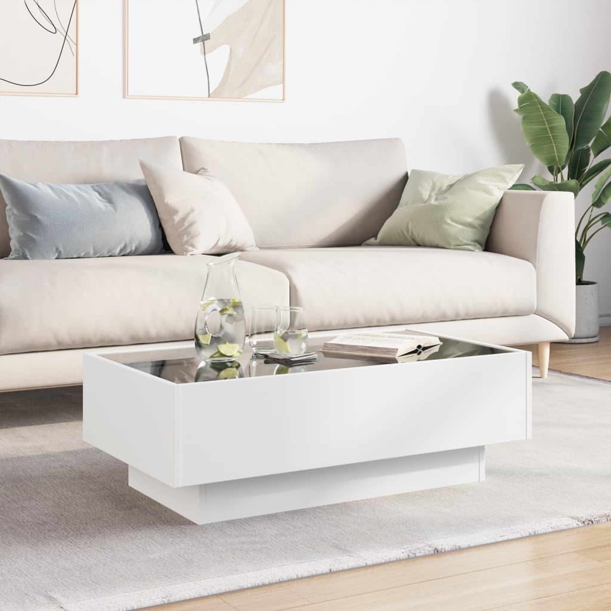 Voir la diapositive 4 : VIDAXL Table basse avec LED blanc 90x50x30 cm bois d'ingenierie