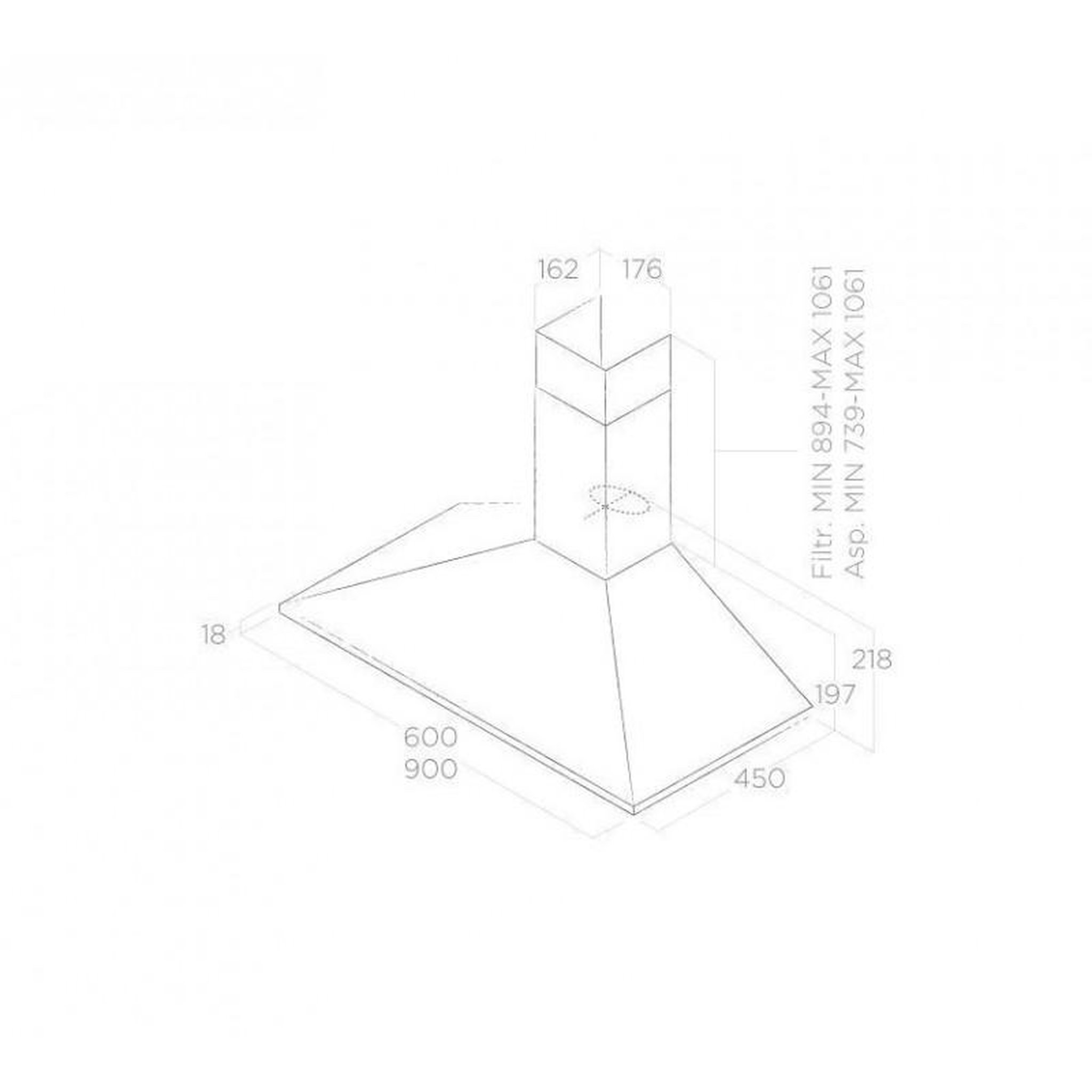 Voir la diapositive 4 : ELICA Hotte décorative murale 90cm 68db 395m3/h inox - prf0091763b