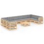 Voir la diapositive 2 : VIDAXL Salon de jardin 11 pcs avec coussins Bois de pin massif
