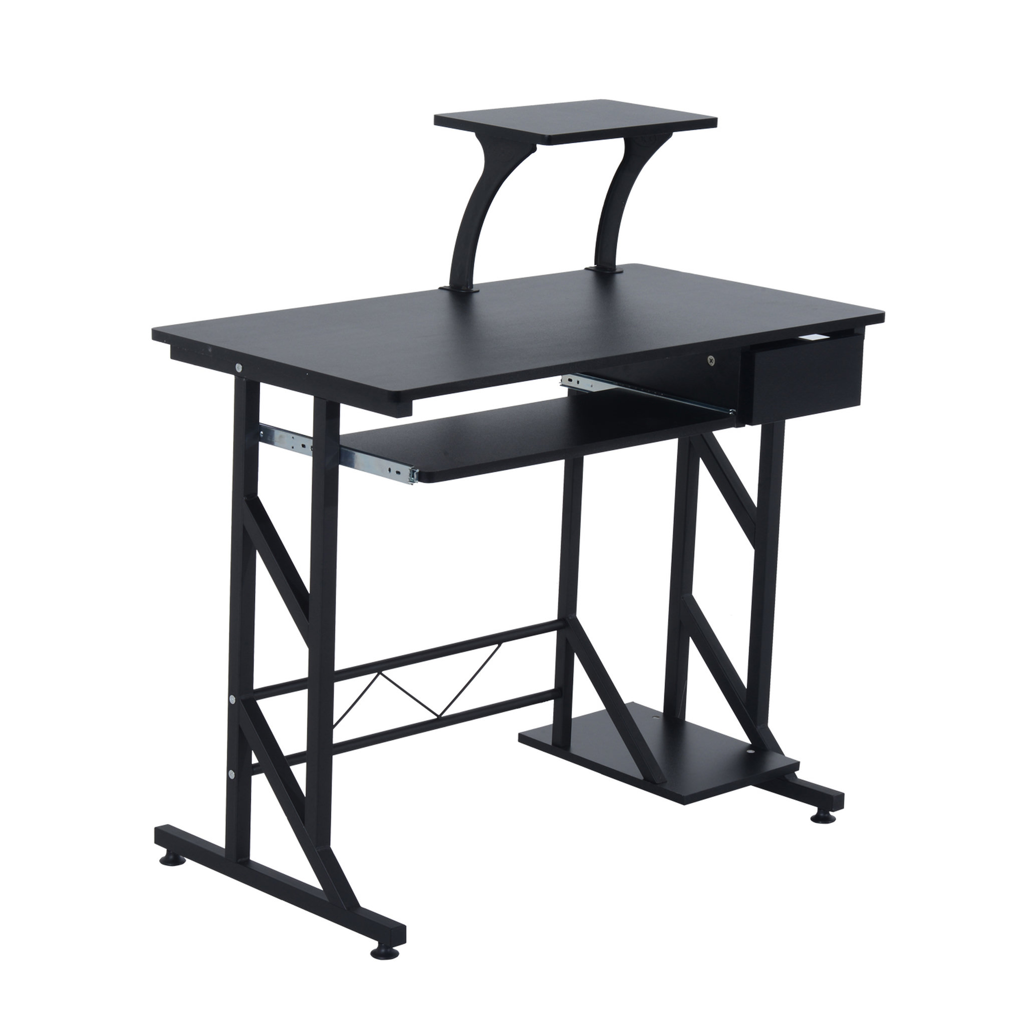Voir la diapositive 2 : HOMCOM Bureau informatique design en mdf 90 l x 50 i x 95h cm noir