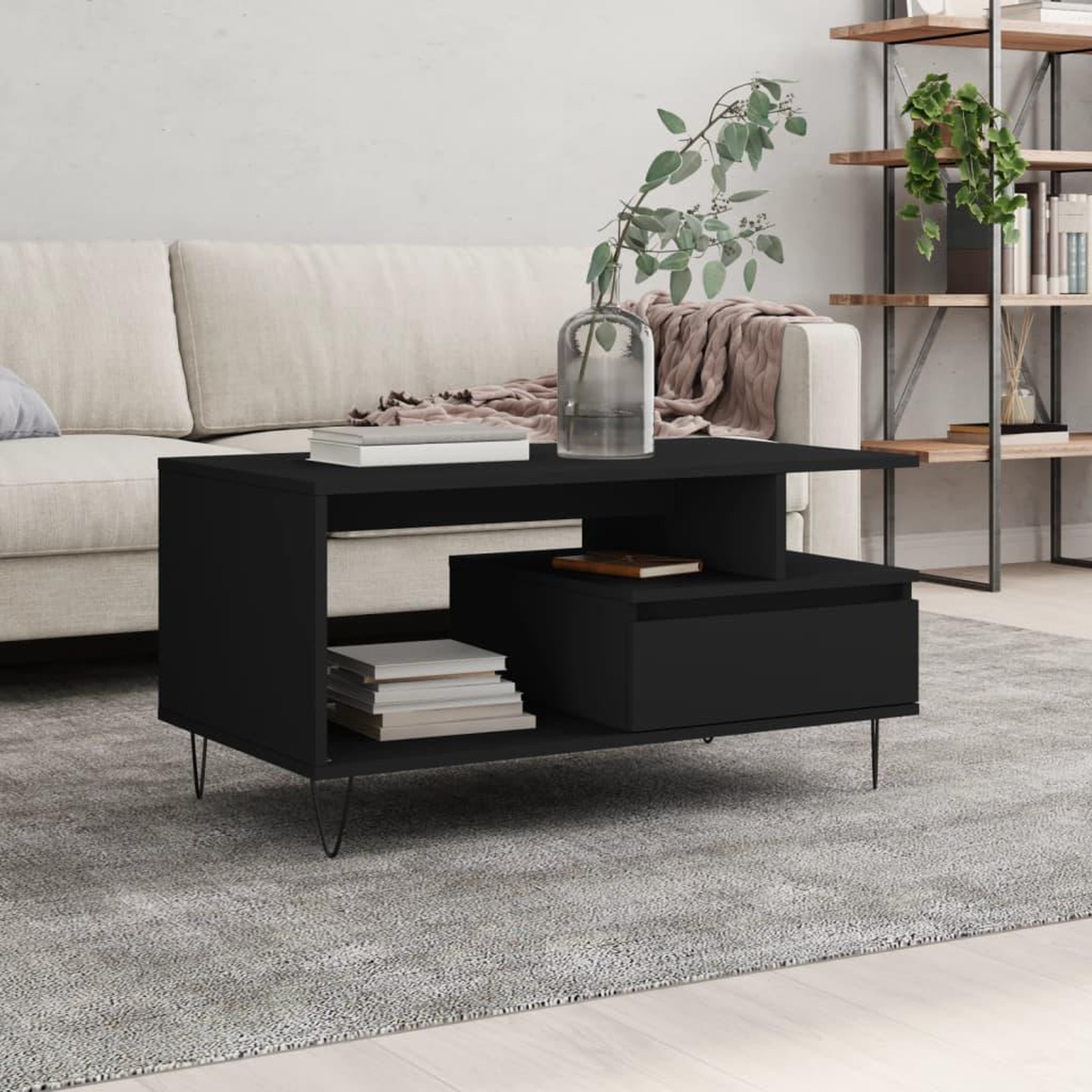 VIDAXL Table basse Noir 90x49x45 cm Bois d'ingenierie