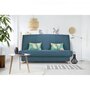 Voir la diapositive 2 : MARKET24 COMFORT BULTEX Banquette clic - Tissu bleu + Coussins déco jungle - L193 x P95 x H101- MONA