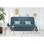 Voir la diapositive 2 : MARKET24 COMFORT BULTEX Banquette clic - Tissu bleu + Coussins déco jungle - L193 x P95 x H101- MONA