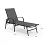 Voir la diapositive 4 : ID MARKET Lot de 2 transats de jardin inclinables FIDJI en acier noir et toile gris anthracite
