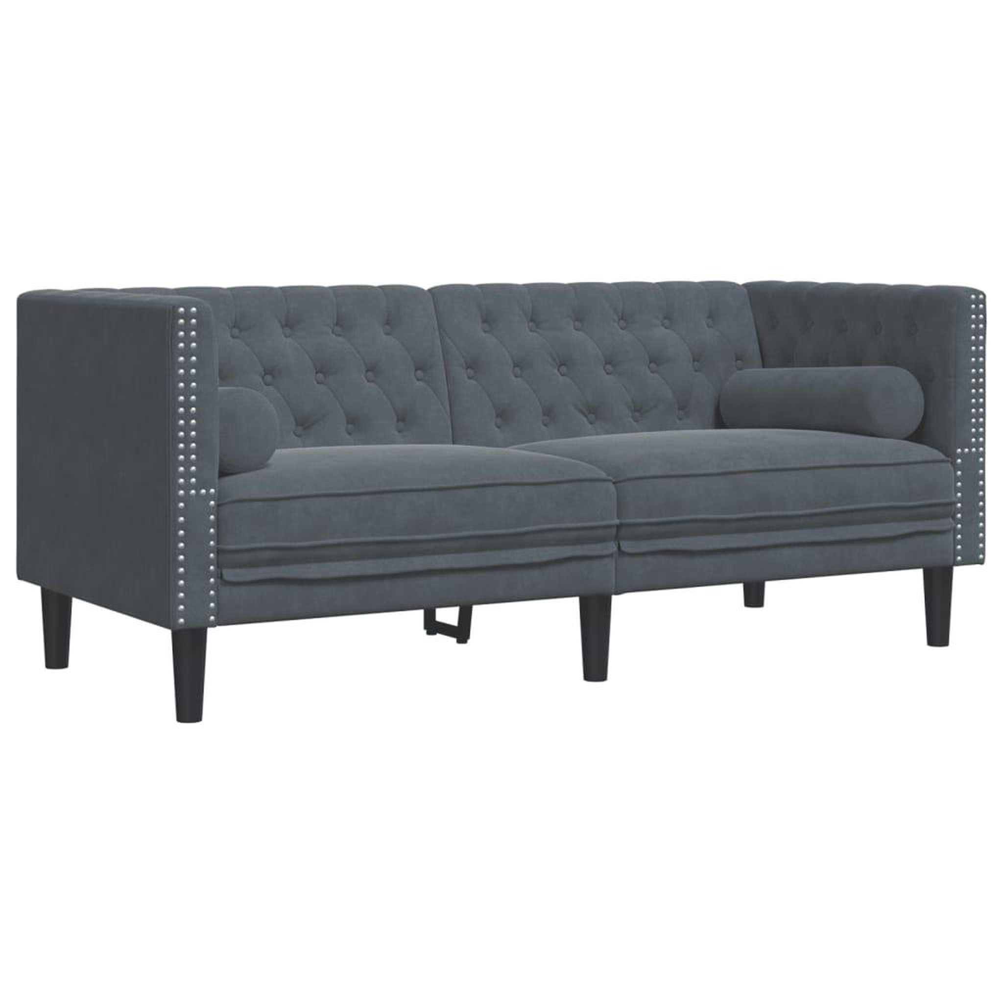 Voir la diapositive 5 : VIDAXL Ensemble de canape Chesterfield et traversins 2 pcs gris fonce