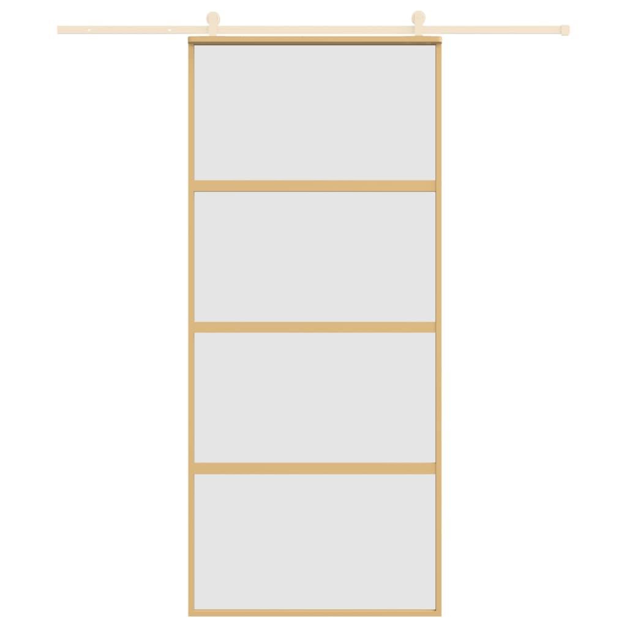 Voir la diapositive 3 : VIDAXL Porte coulissante dore 90x205 cm verre ESG depoli et aluminium