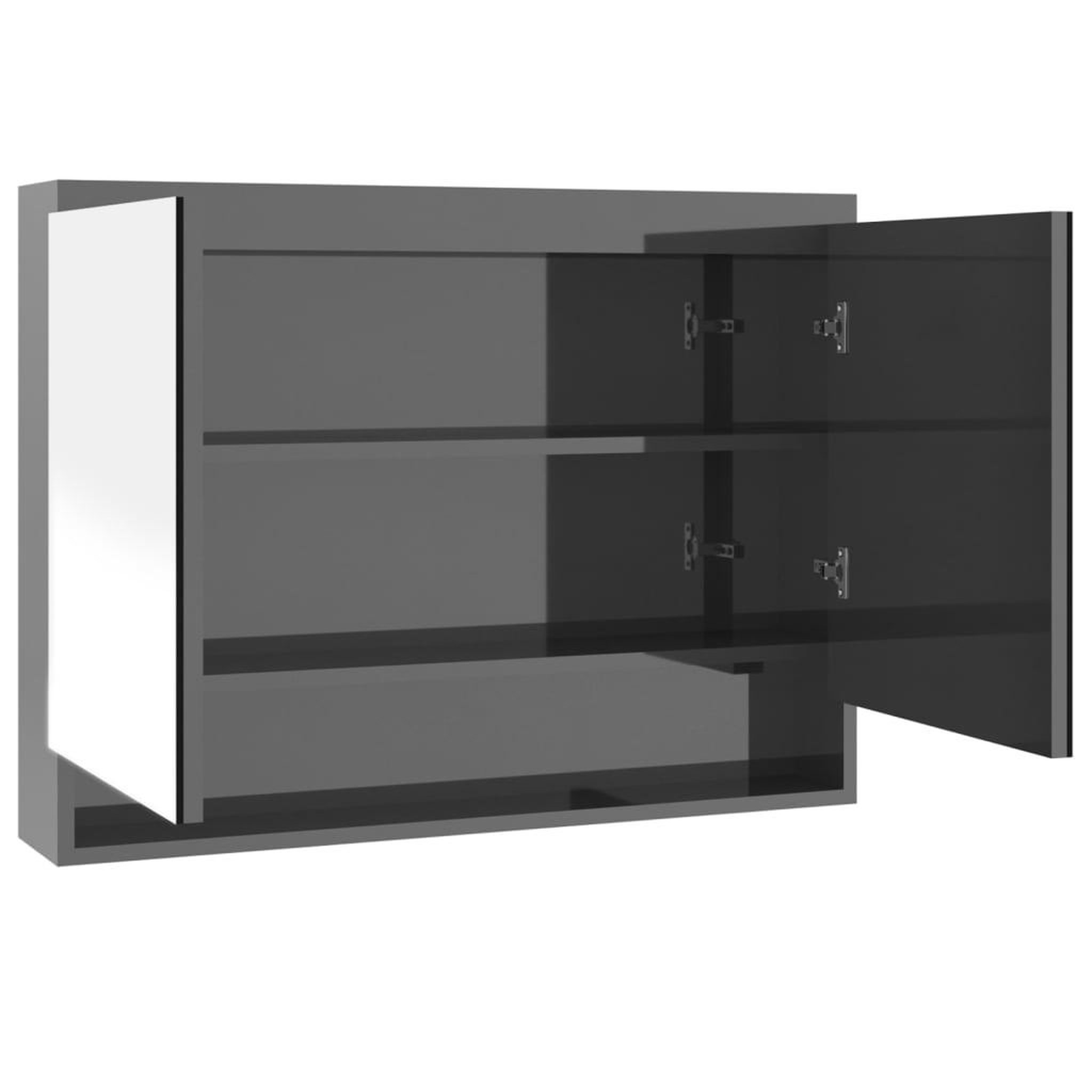 VIDAXL Armoire a miroir de salle de bain 80x15x60 cm mdf gris brillant