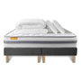 Voir la diapositive 2 : SEPTNUITS Pack matelas + double sommiers gris Memo Spring Ressorts ensachés 3 zones MAXI épaisseur + Couette + 2 oreillers