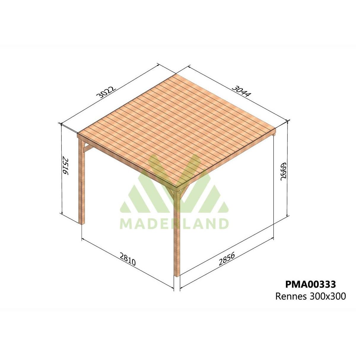 JARDIDECO Pergola adossée en bois Rennes 300 x 300 cm - Maderland