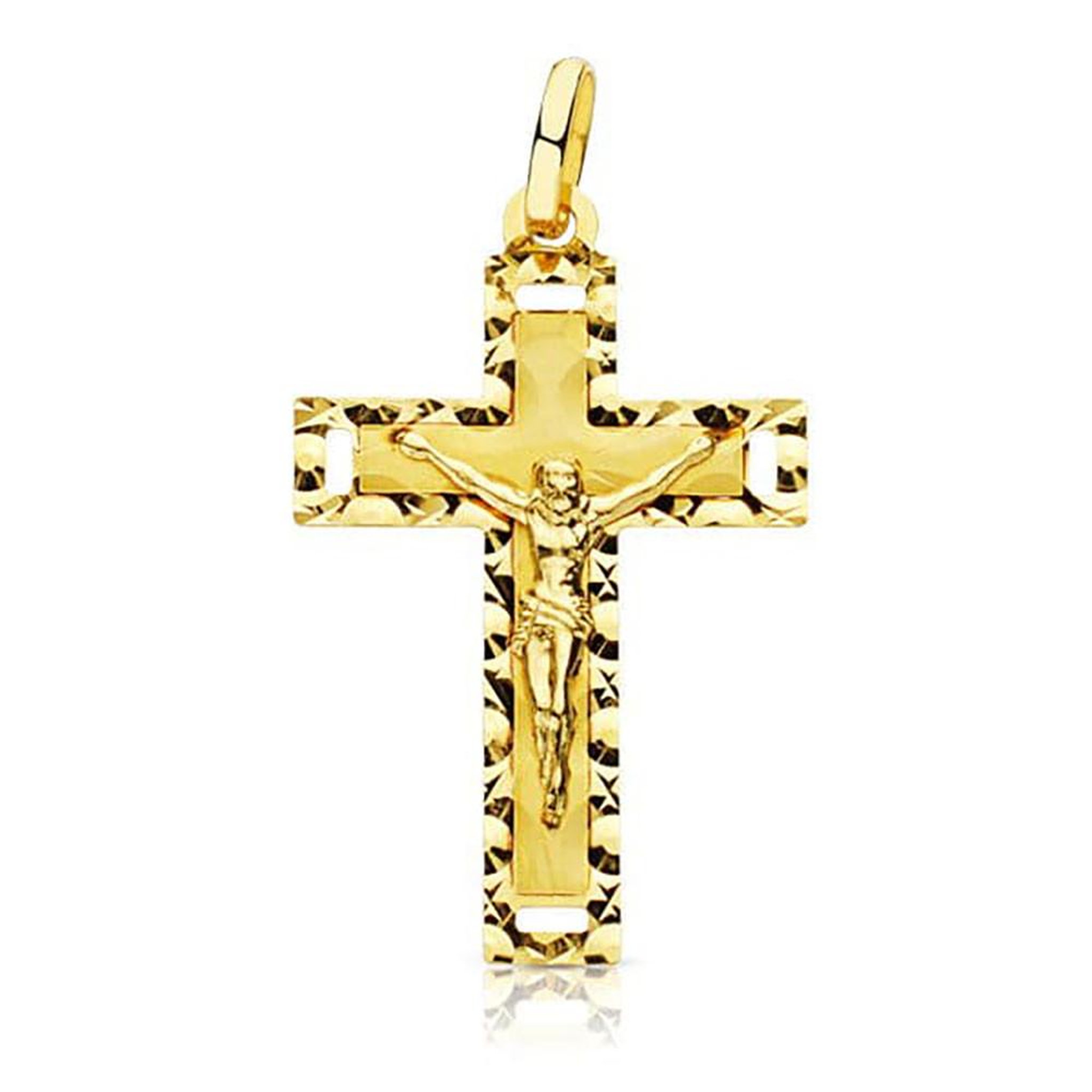 L'ATELIER D'AZUR Pendentif  - Médaille Christ sur la Croix Or 18 Carats 750 Jaune - Chaines Offertes
