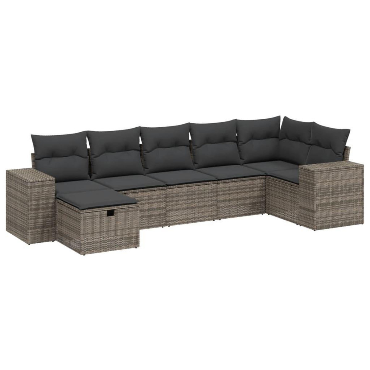 VIDAXL Salon de jardin avec coussins 7 pcs gris resine tressee