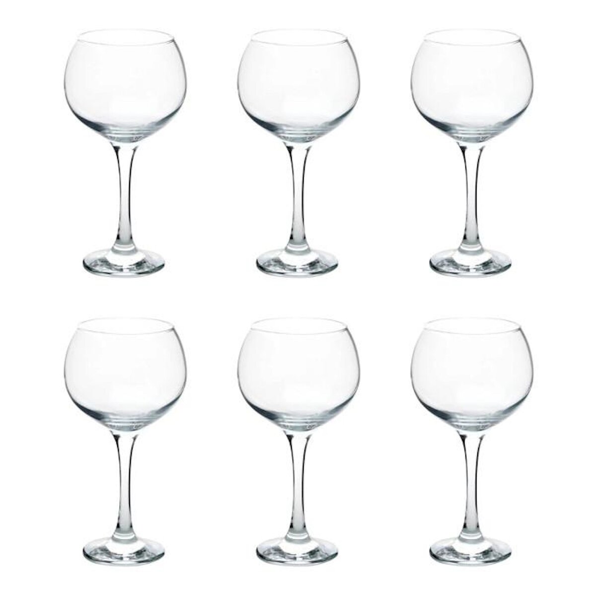 SECRET DE GOURMET Lot de 6 Verres à Pied en Verre  Gin  79cl Transparent