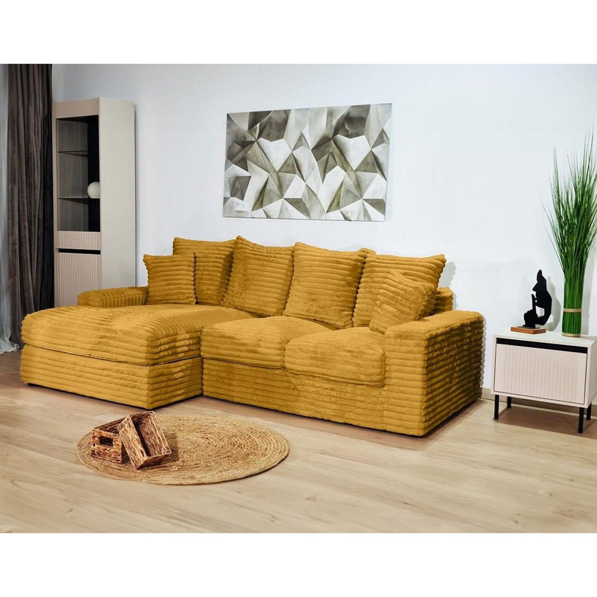 LISA DESIGN Andy - canapé d'angle gauche 4 places en fausse fourrure côtelée