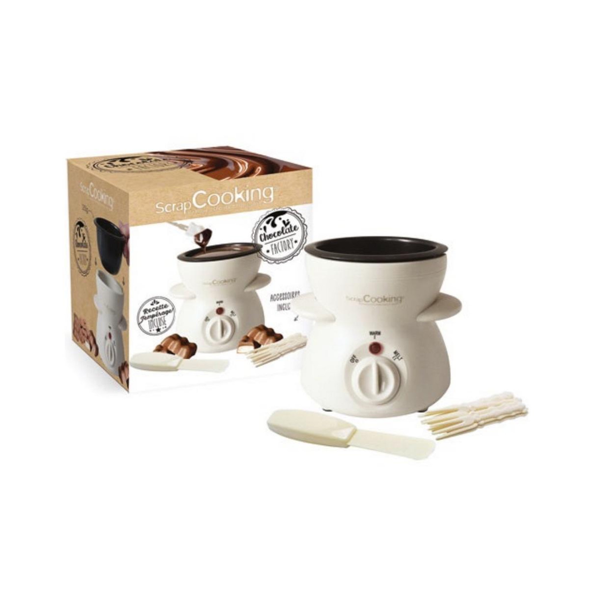 Voir la diapositive 2 : SCRAPCOOKING Appareil à fondue chocolat 25w blanc - 3895
