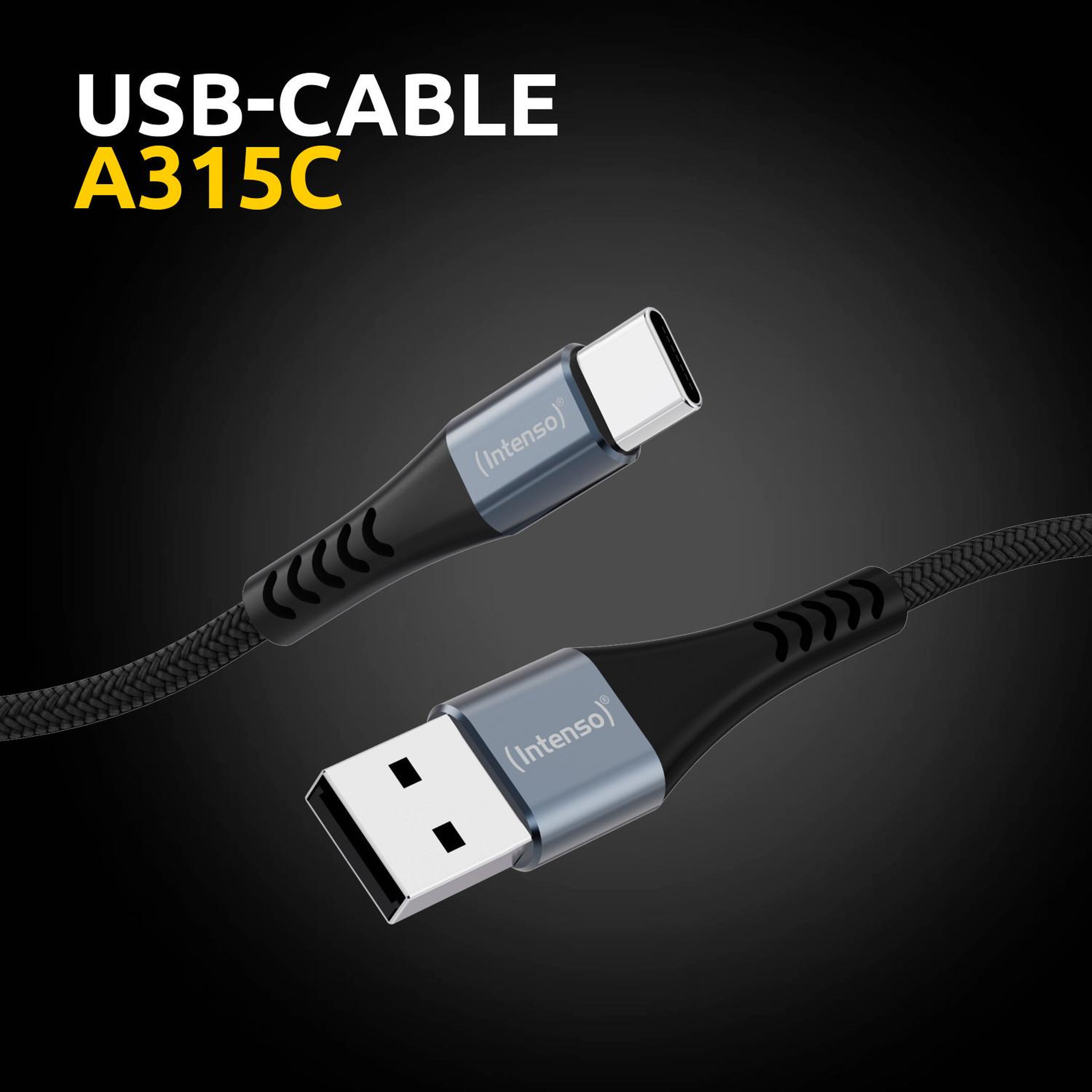 Voir la diapositive 3 : Intenso Intenso Câble de charge/données USB-C A315C, 1,5 m, charge rapide jusqu'à 60 watts, noir