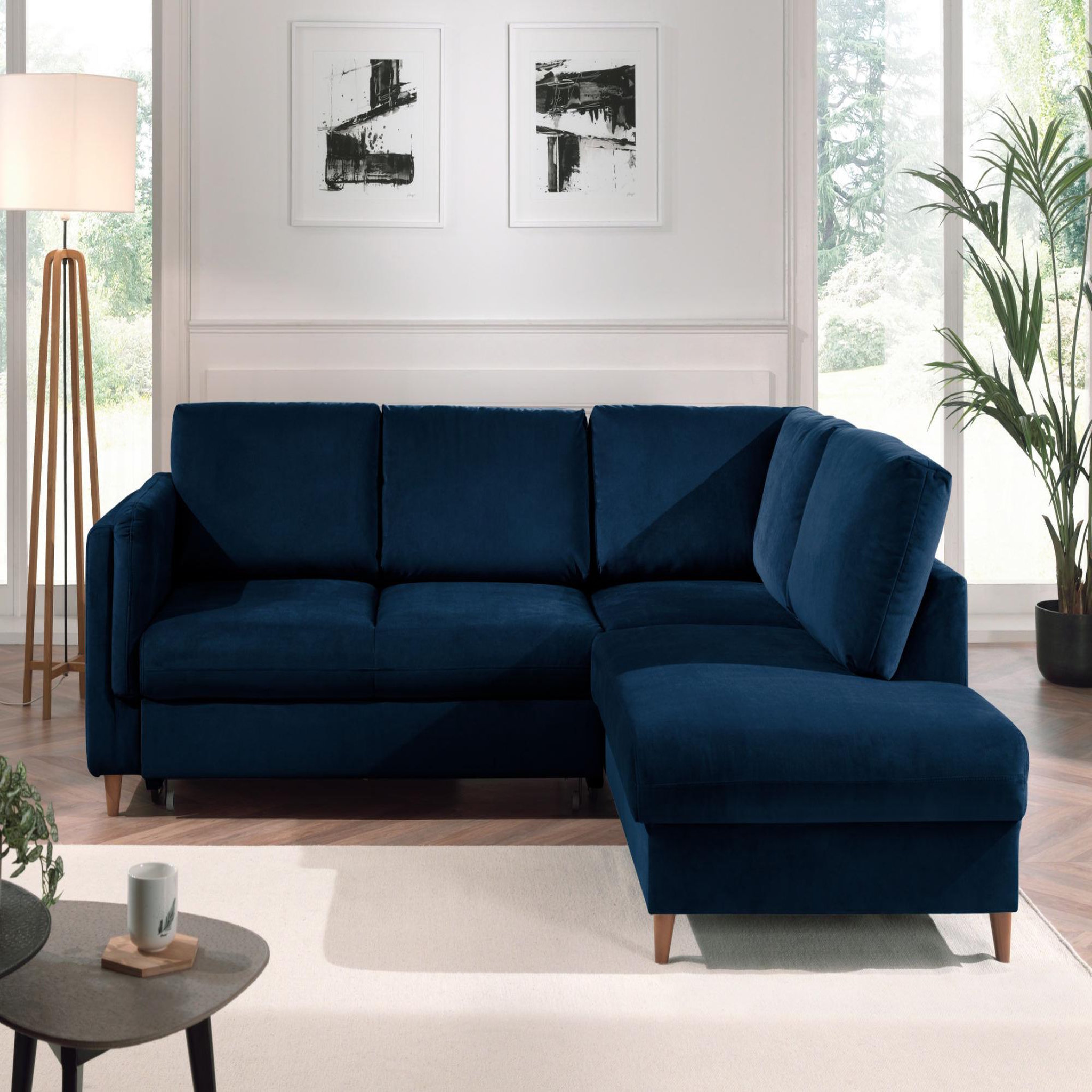 Voir la diapositive 5 : BEST MOBILIER Brooke - canapé d'angle droit - convertible - 5 places - en velours