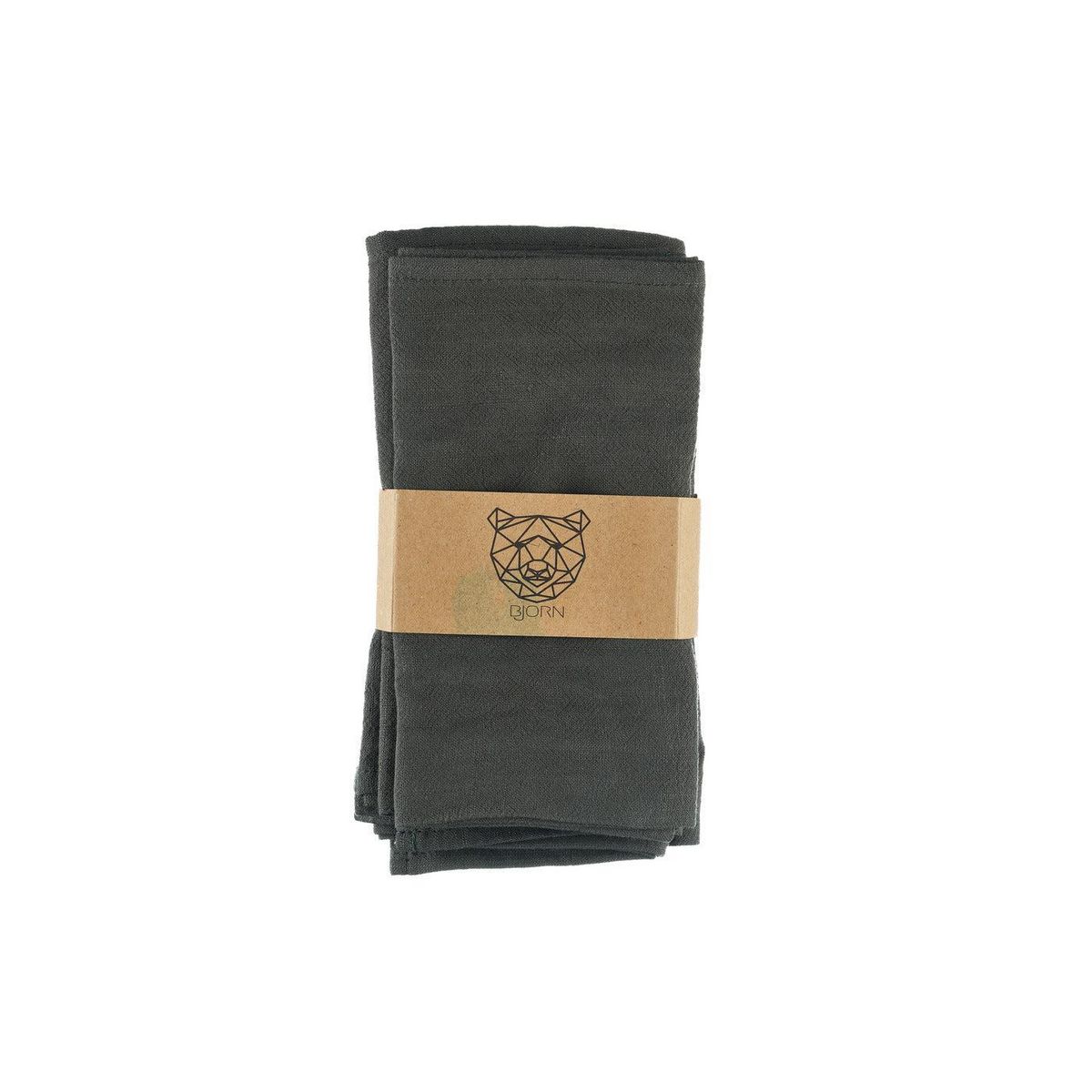 BJORN Serviette de table - 6 pièces - Lin et coton gris anthracite