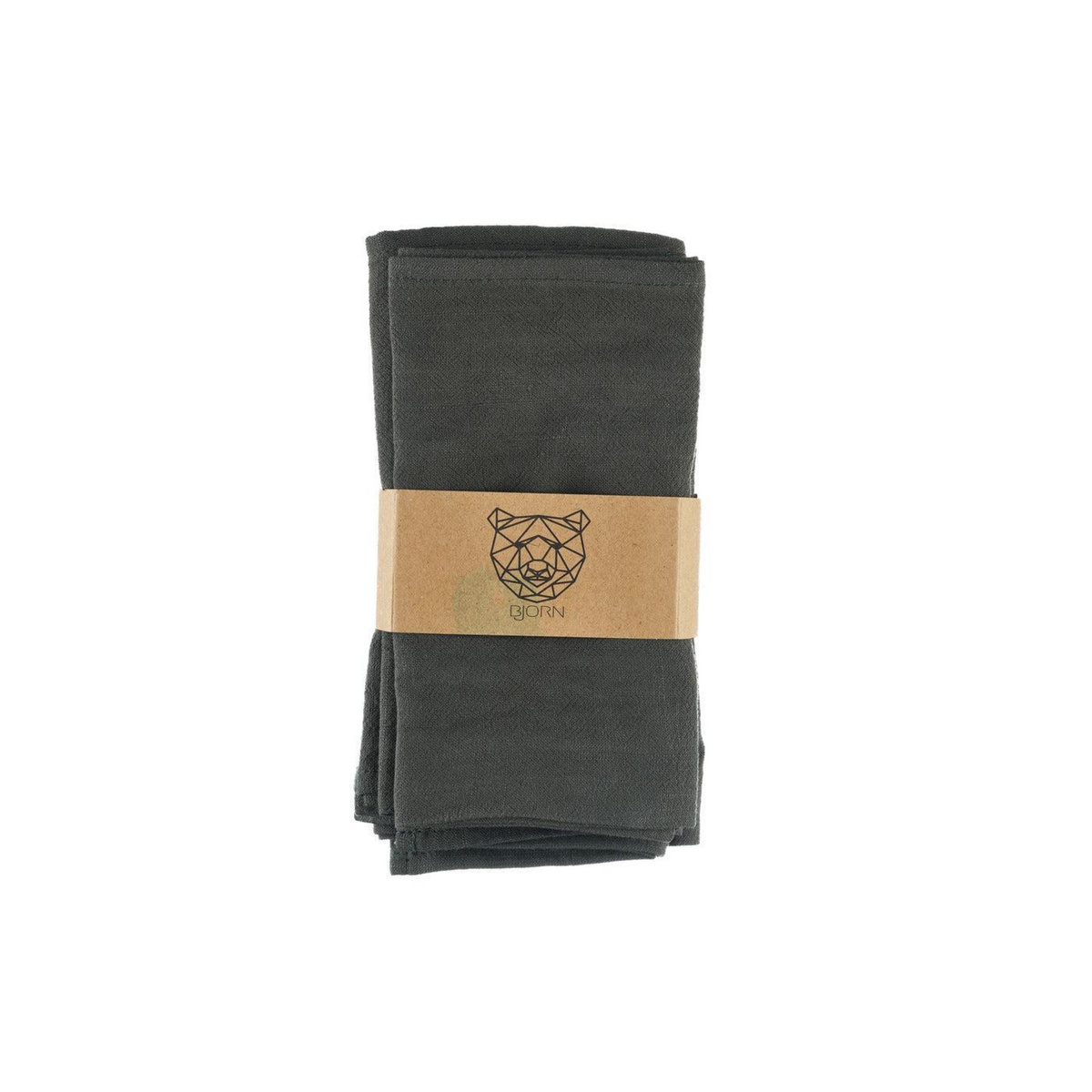 BJORN Serviette de table - 6 pièces - Lin et coton gris anthracite