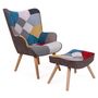 Voir la diapositive 1 : Paris Prix Fauteuil Scandinave & Pouf Patchwork  Orle  98cm Multicolore