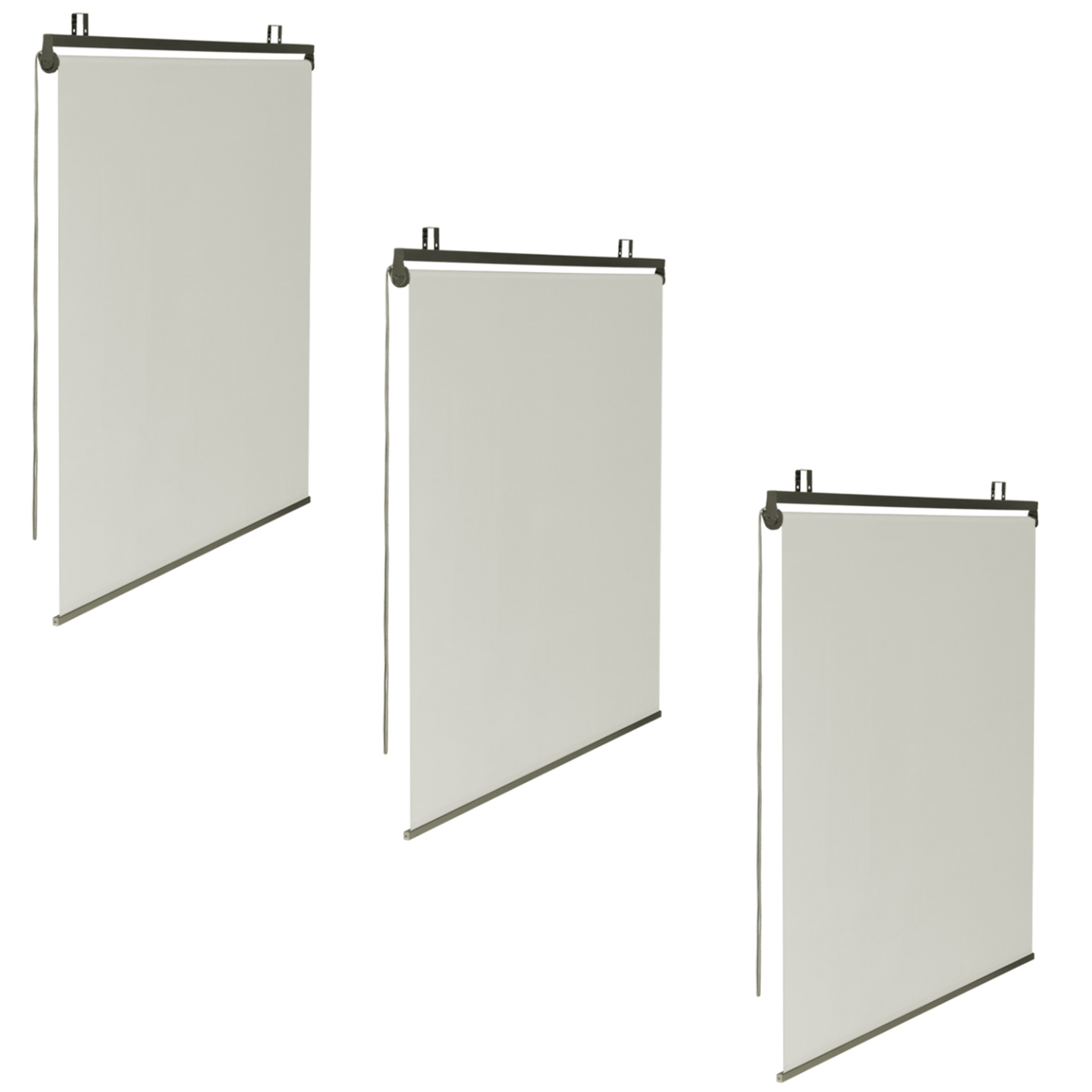 ID MARKET Lot de 3 stores enrouleurs L.124 x H. 225 CM pour pergola écru