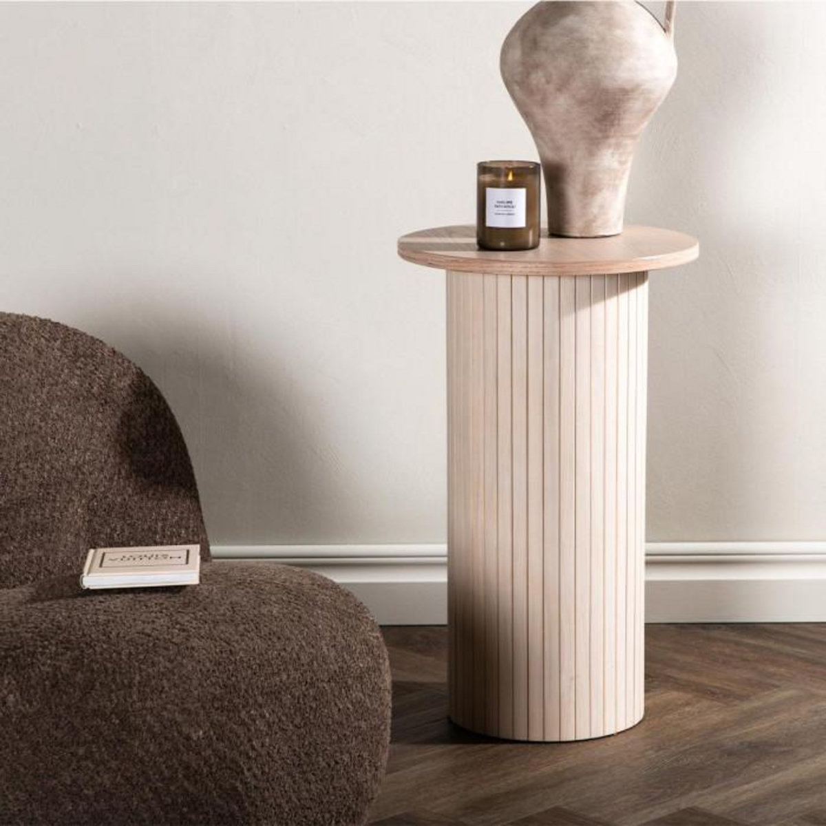 Paris Prix Table d'Appoint Design Nervuré  Bianca  65cm Naturel