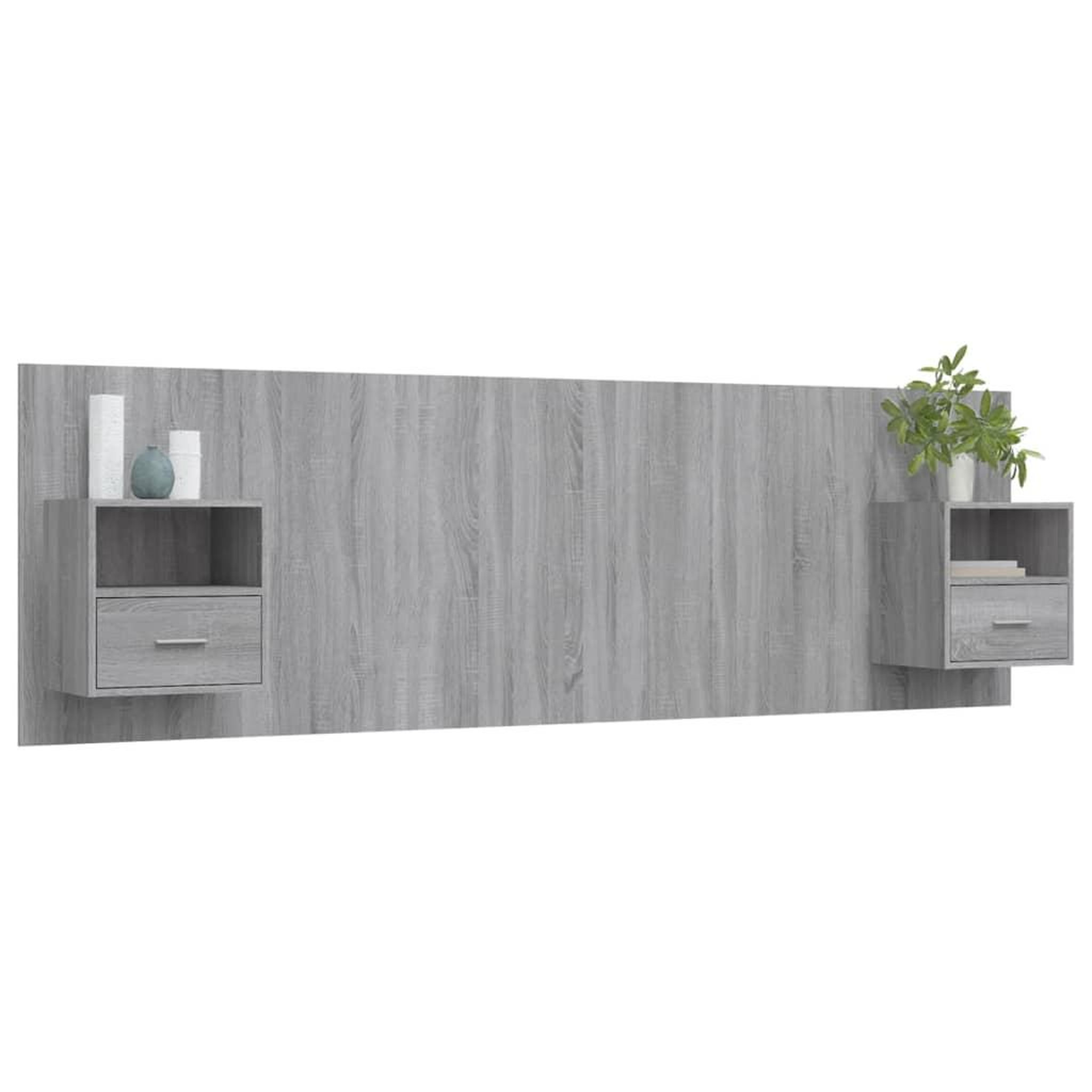 Voir la diapositive 3 : VIDAXL Tete de lit avec armoires sonoma gris Bois d'ingenierie