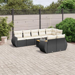 VIDAXL Salon de jardin 9 pcs avec coussins noir resine tressee