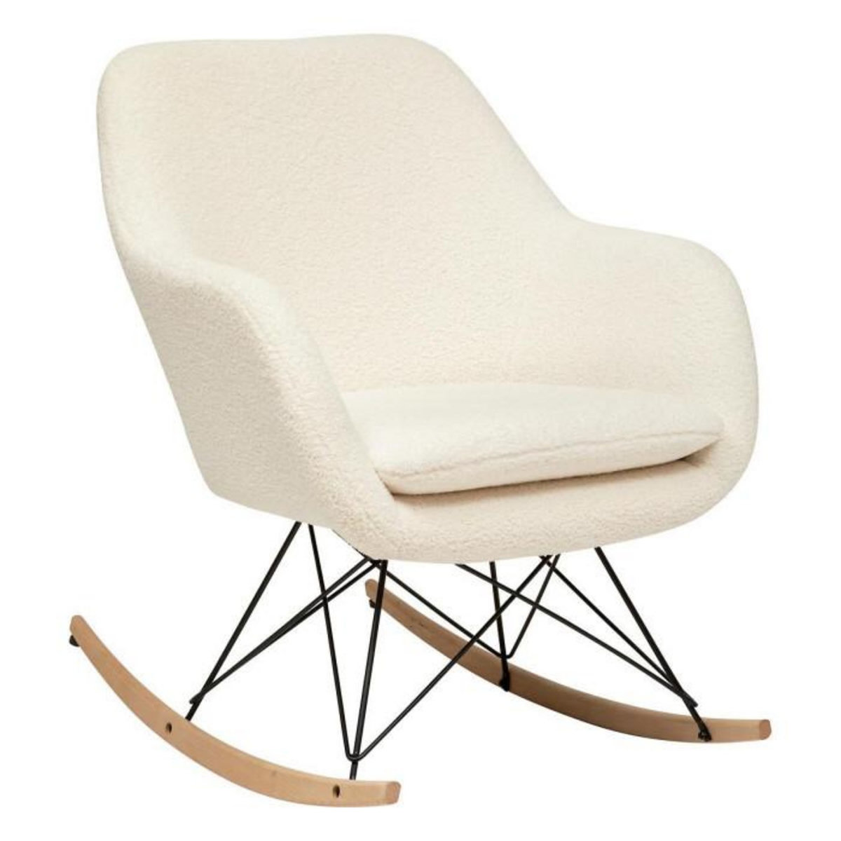 ATMOSPHERA Fauteuil à Bascule Bouclette  Olmeto  83cm Blanc