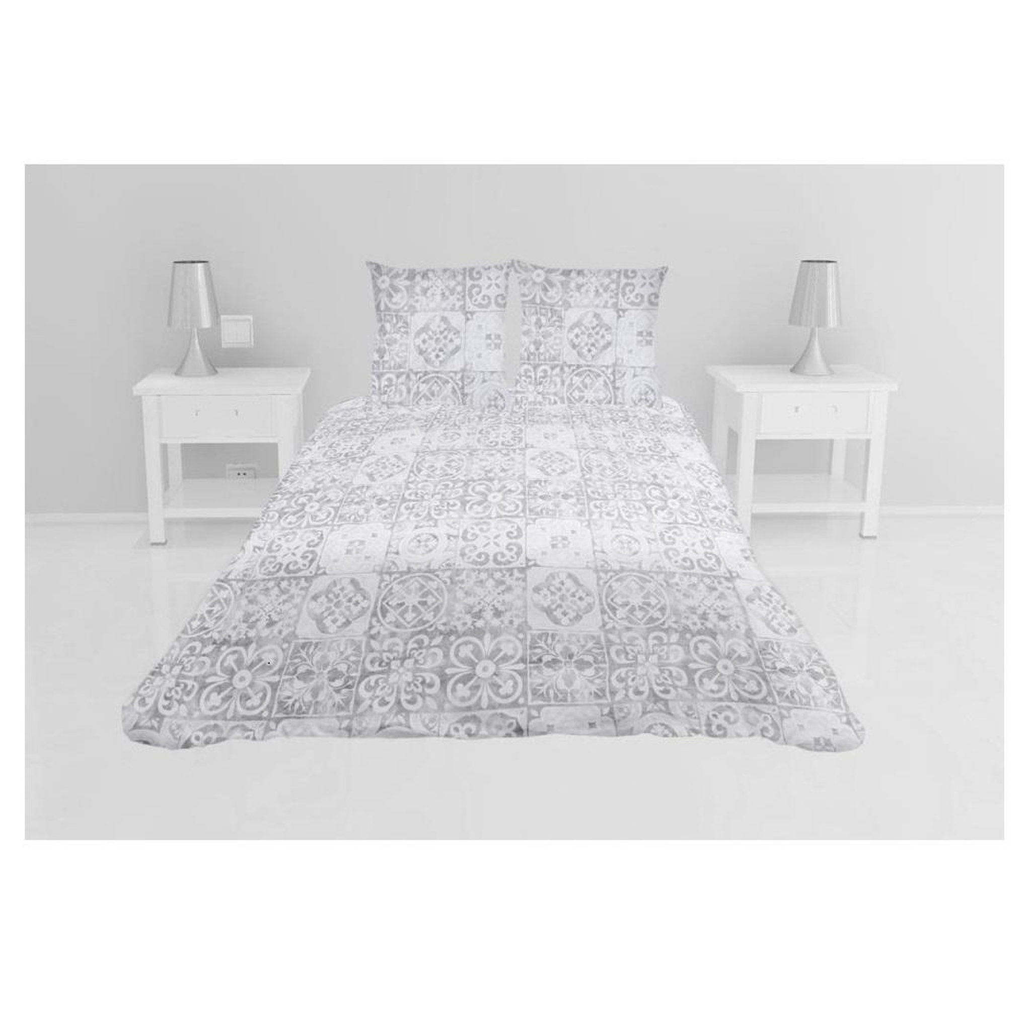 Eden Couvre lit microfibre + taies persane. Coloris disponibles : Bleu
