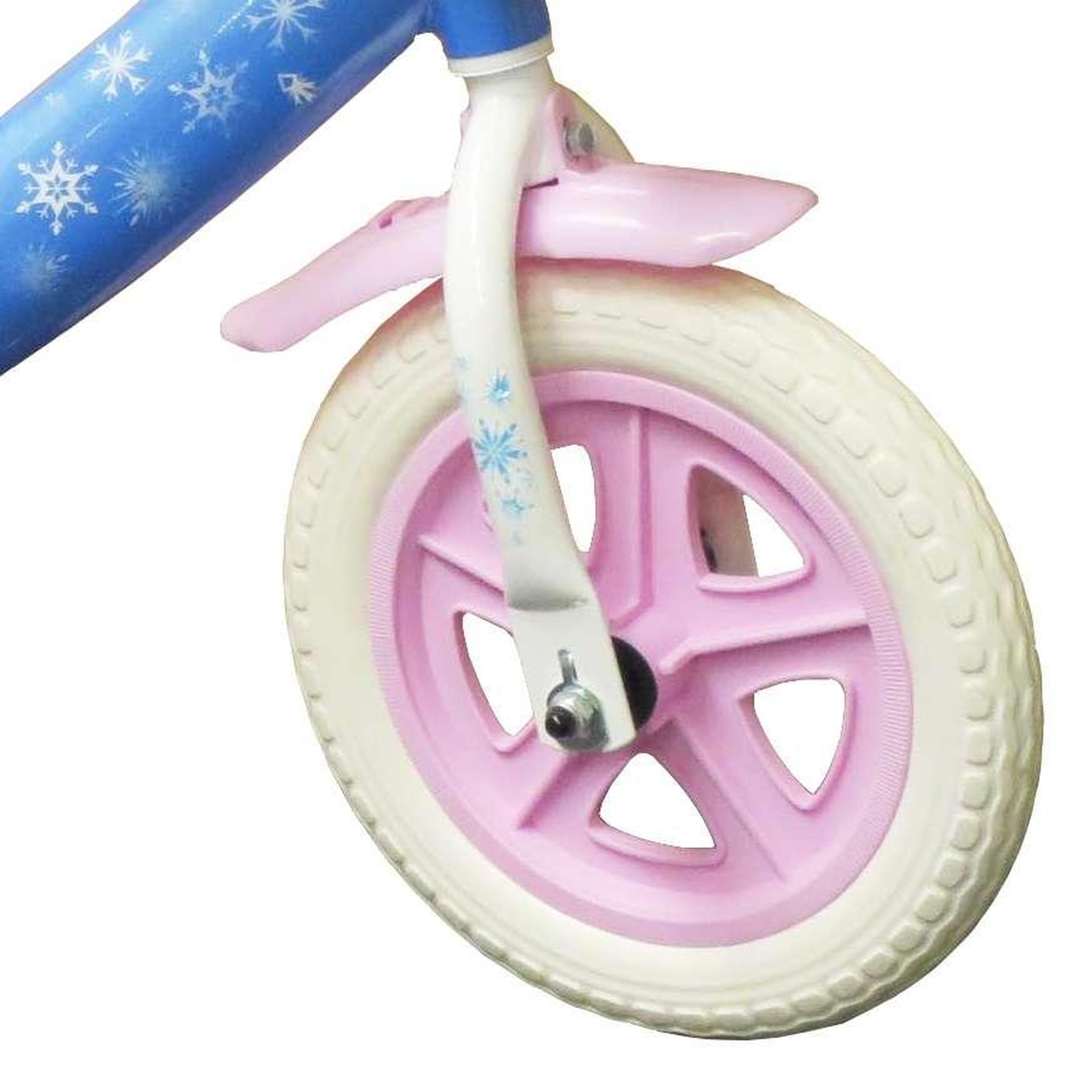 Voir la diapositive 4 : Disney La Reine des Neiges Vélo enfant 10''  Fille - Modèle Reine des neiges  - pour enfant de taille 75 à 90 cm - livré avec stabilisateurs et Panier avant+ garde boues & roues à bâtons