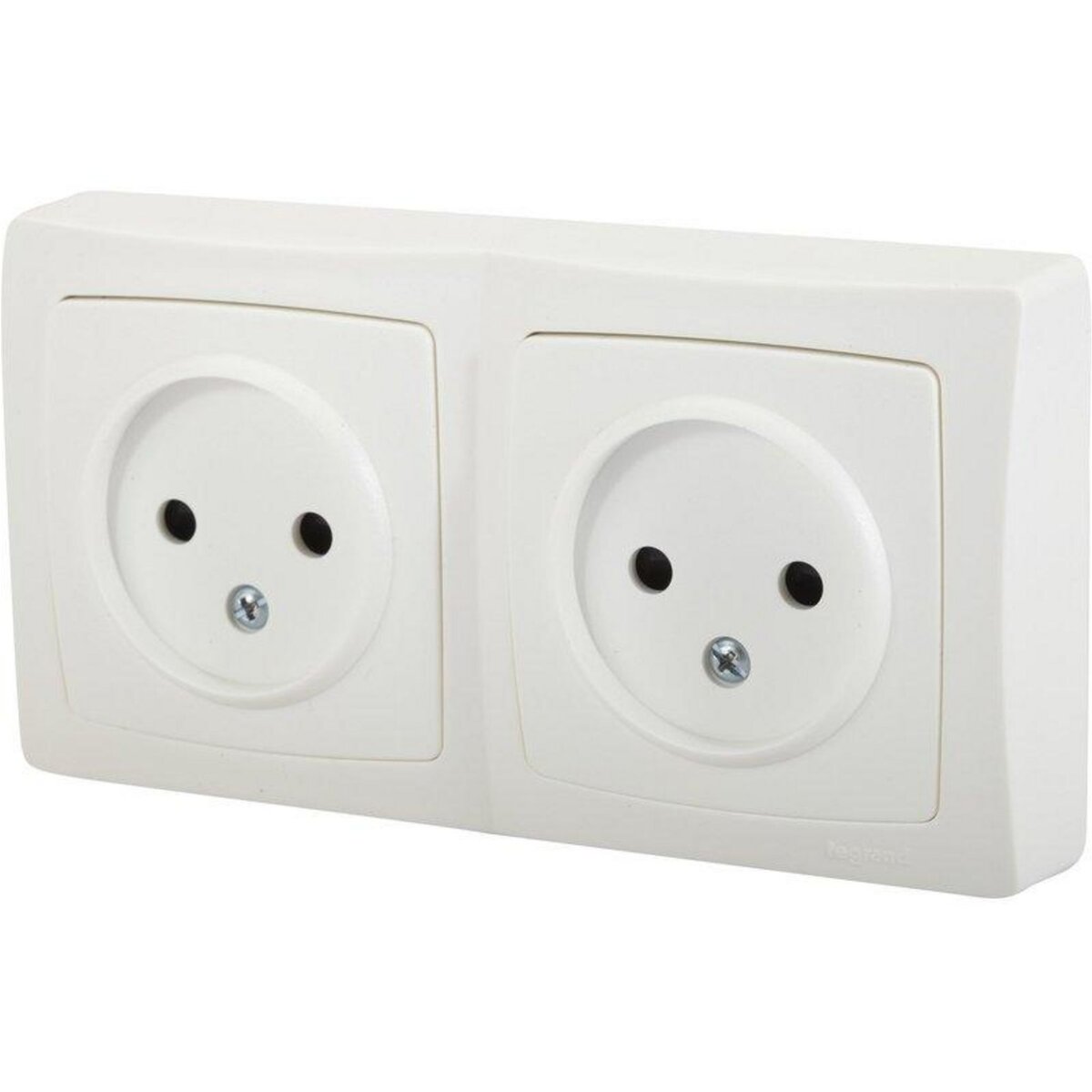 Legrand ASL 2 prises 2 pôles sans terre france / belgique horizontal vertical blanc