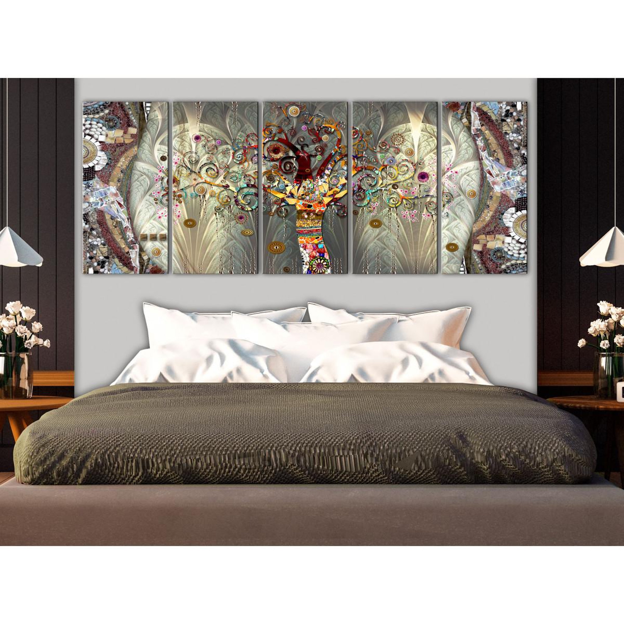 Voir la diapositive 2 : Paris Prix Tableau imprimé  tree of life 5 panneaux narrow  90x225cm