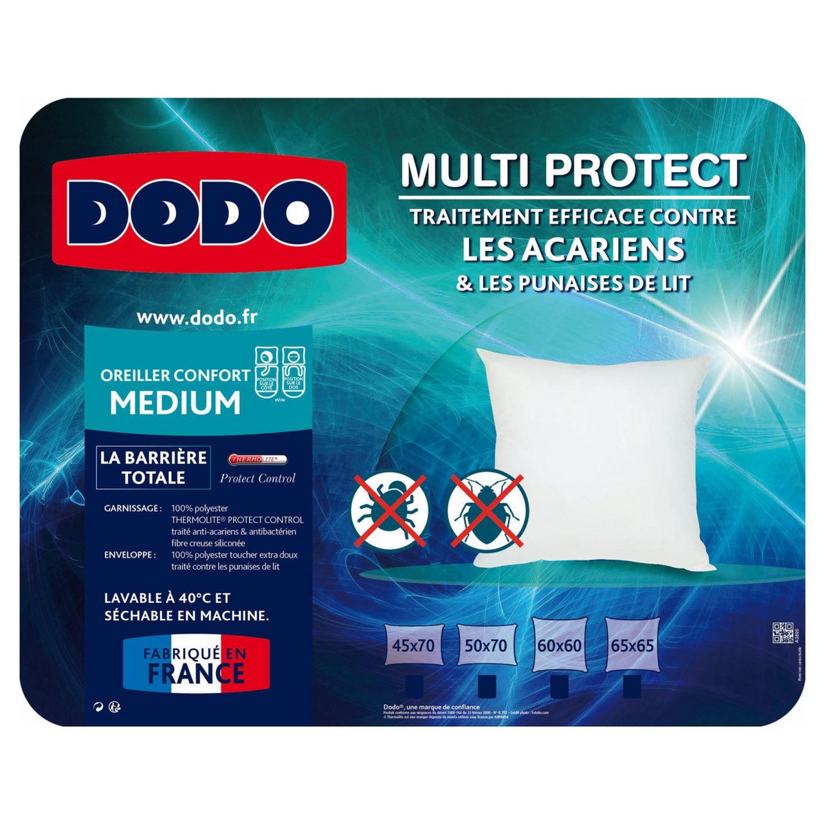 DODO Oreiller Médium anti-acariens DODO MULTI PROTECT