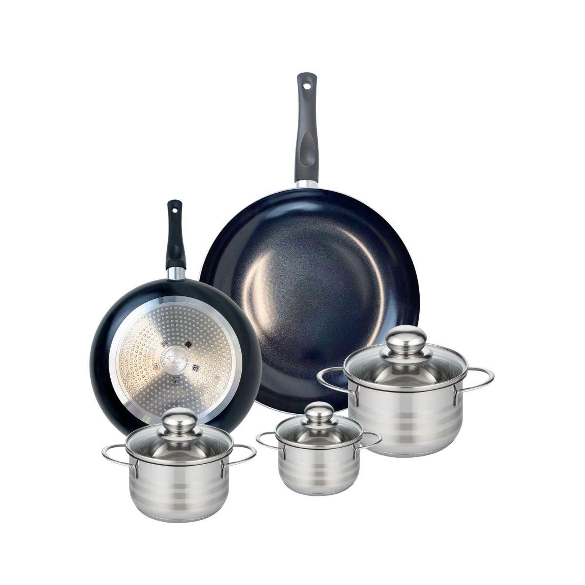 ELO Ensemble de 2 poêles de cuisson 24 et 32 cm et 3 faitouts 12, 14 et 16 cm elo prima brillant