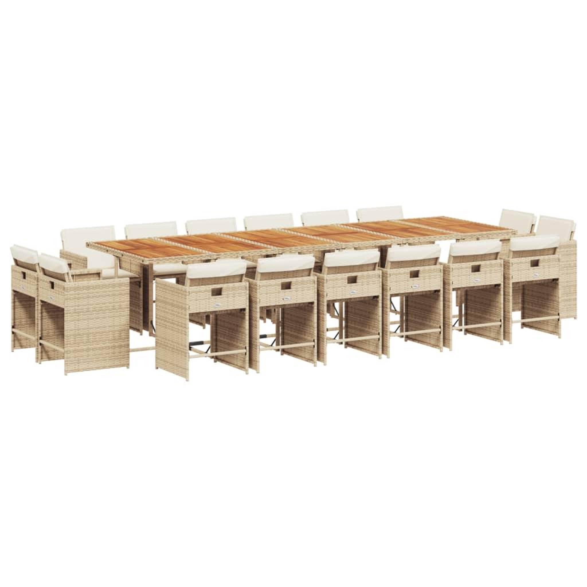 Voir la diapositive 2 : VIDAXL Ensemble a manger de jardin et coussins 17 pcs beige