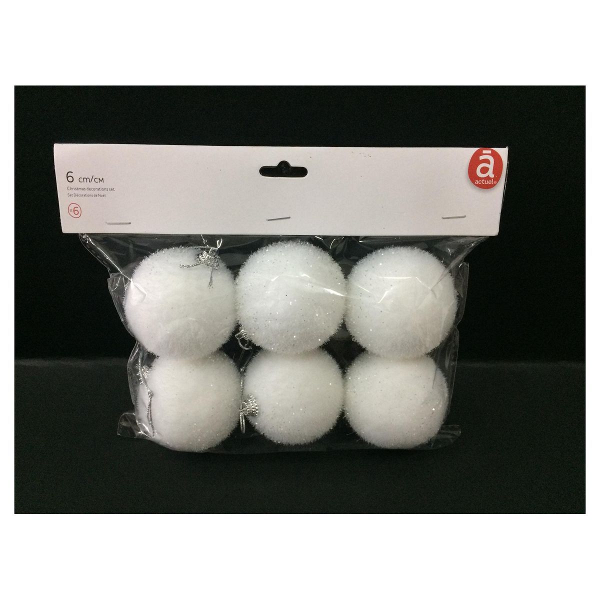 ACTUEL SET DE 6 BOULES NEIGE 6CM