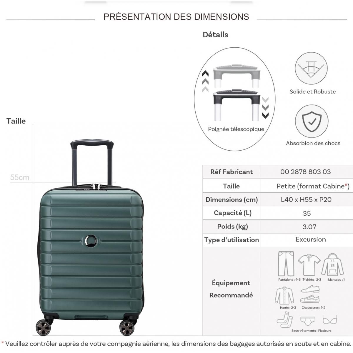 Delsey Valise cabine rigide Shadow 5.0 TSA polycarbonate 55cm